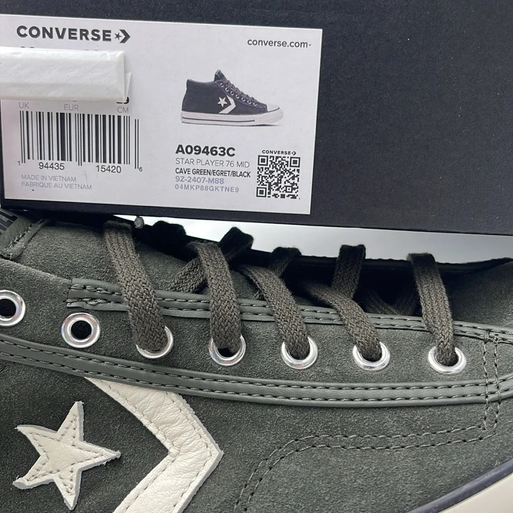 Converse Men's Black High-Top Sneakers A09463C
STAR PLAYER 76 MID CAVE GREEN - Picture 16 of 16